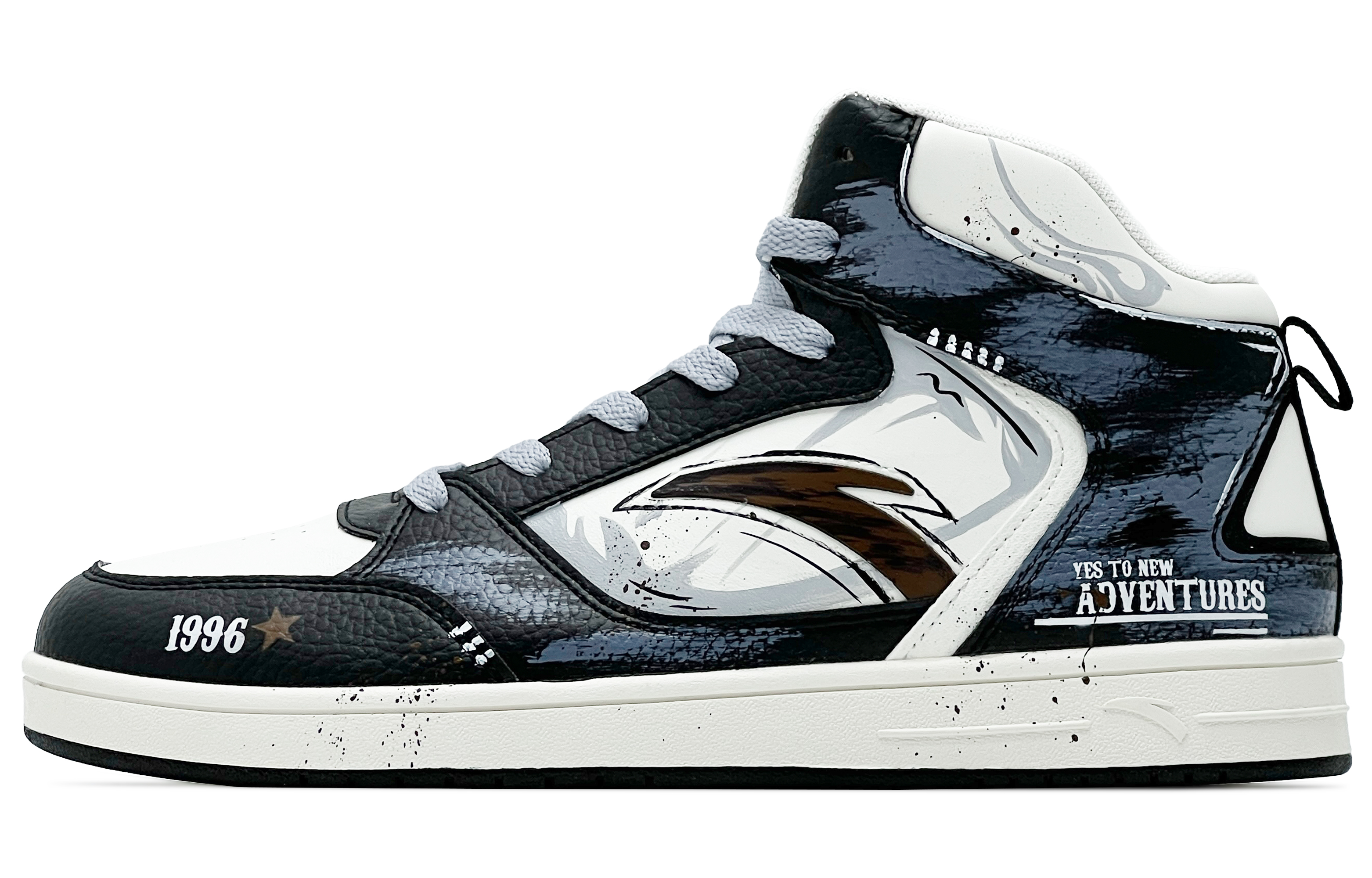 

Маленькие zero feeling устойчивые к истиранию легкие увеличивающие рост кроссовки mid top для скейтбординга мужские ANTA, черный белый синий