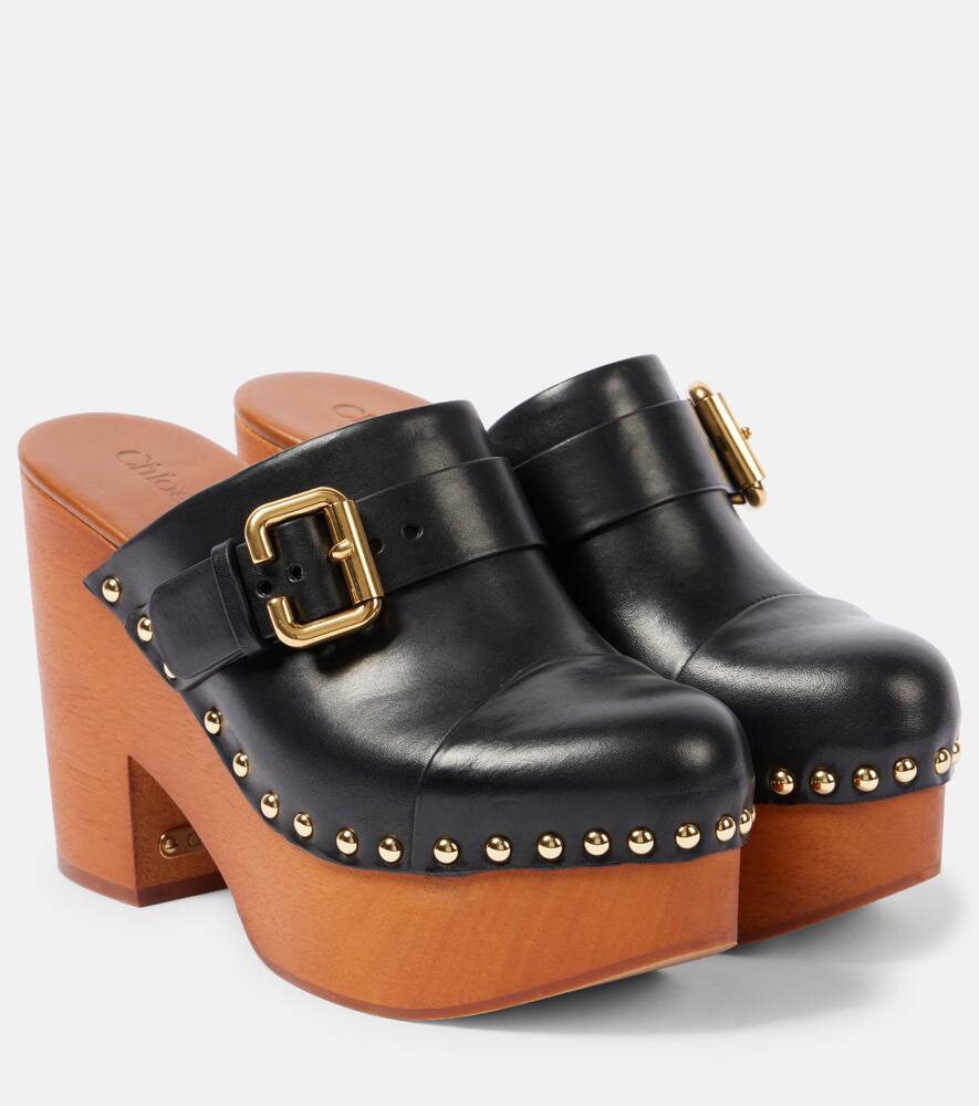 Женские кожаные сабо jeannette с шипами Chloé, Black