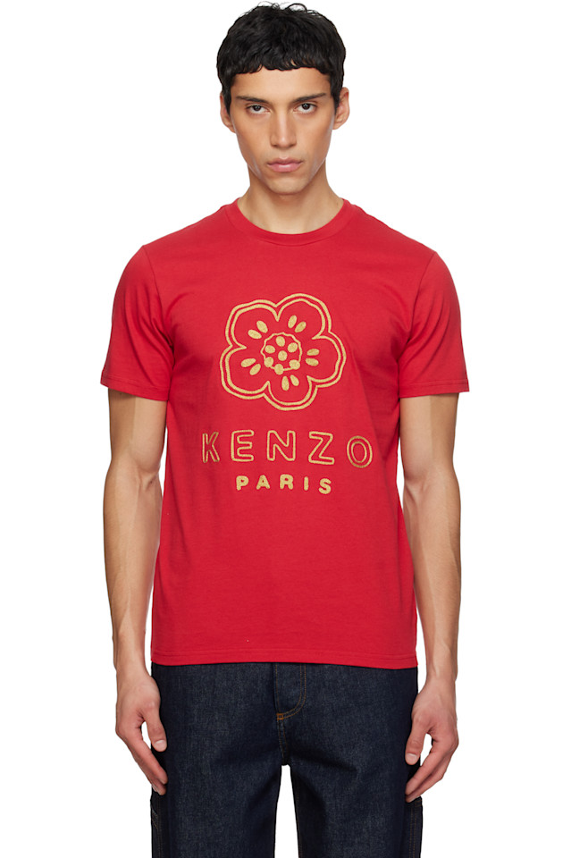 

Kenzo Красная футболка Kenzo Paris с вышитым цветком «боке»