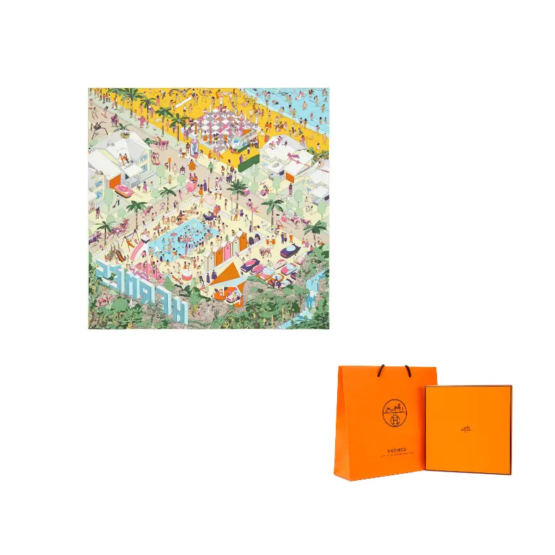 

HERMES Шёлковый шарф, Yellow/Multicolor