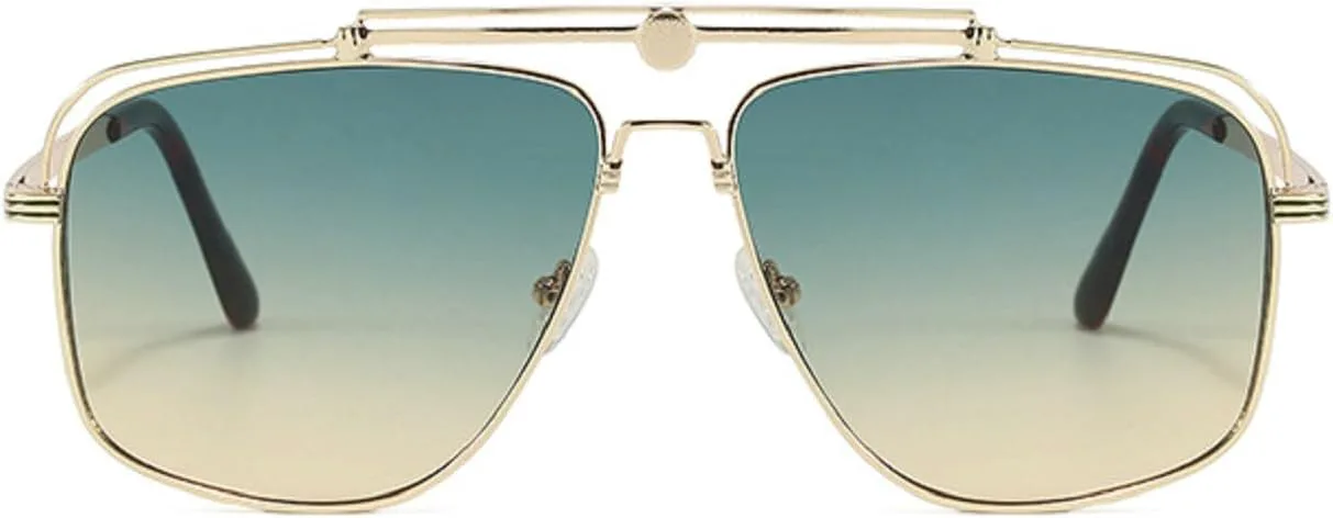 

Модные солнцезащитные очки-пилот для женщин, винтажные квадратные солнцезащитные очки в крупной оправе, защита от ультрафиолета UV400 mincl, Green Yellow