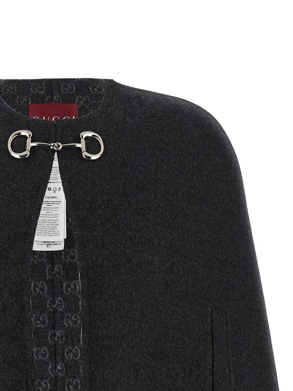 Накидка GUCCI Морсетто, 99% шерсть, серый — фото 3