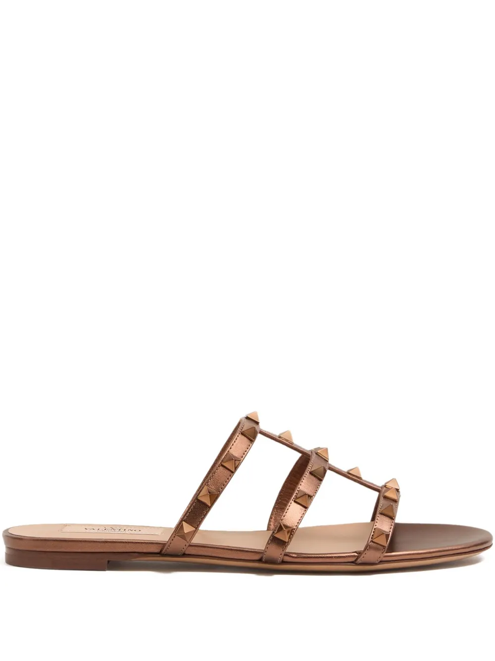 Кожаные сандалии с отделкой Rockstud VALENTINO GARAVANI, коричневый