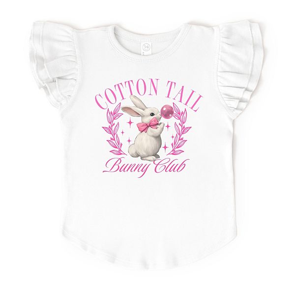 

Футболка с принтом cotton tail bunny club bubblegum и рукавами-крылышками The Juniper Shop, White
