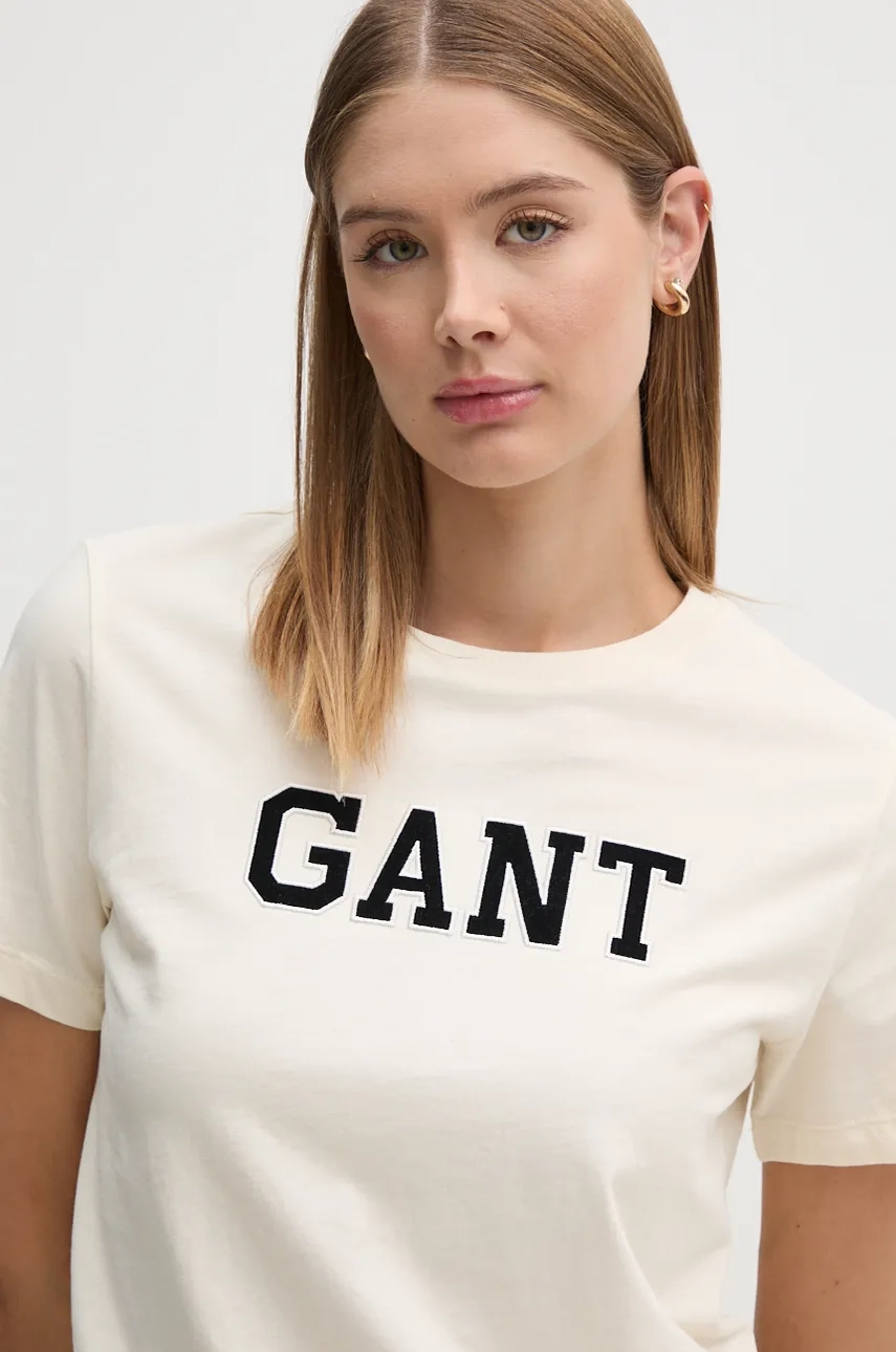 

Хлопковая футболка Gant, бежевый