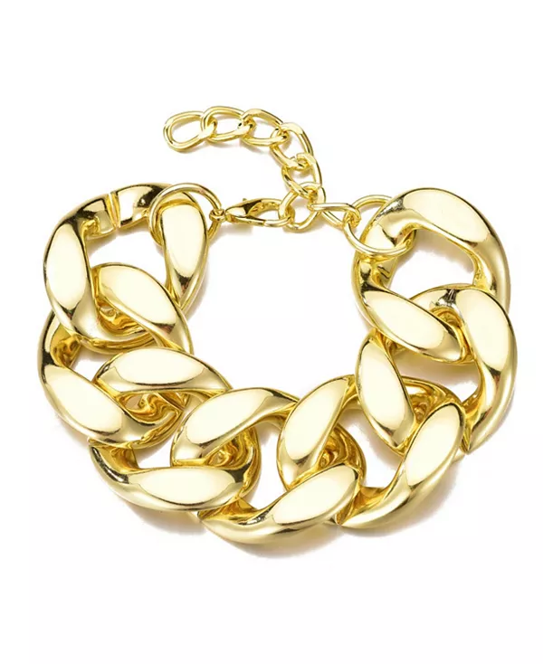 

Легкий золотой браслет-цепочка с массивным плетением Adornia, gold