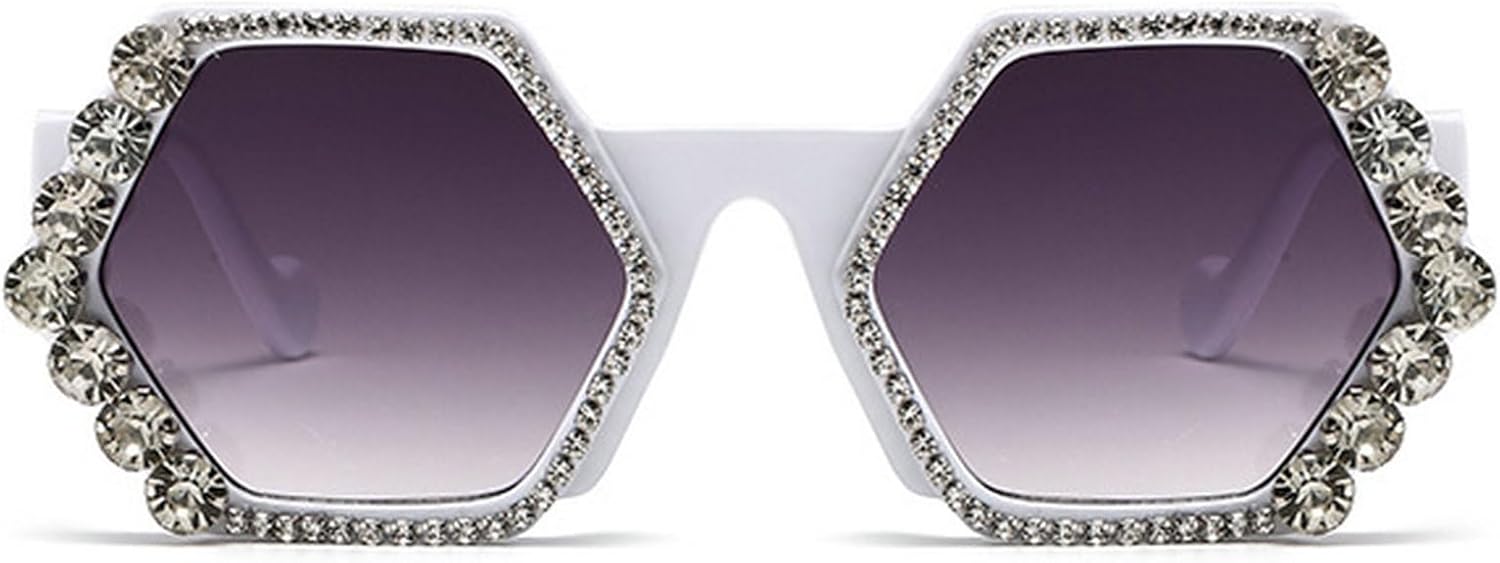 

Квадратные солнцезащитные очки со стразами для женщин, модные солнцезащитные очки с кристаллами и бриллиантами, винтажные женские многоугольные солнцезащитные очки mincl, White
