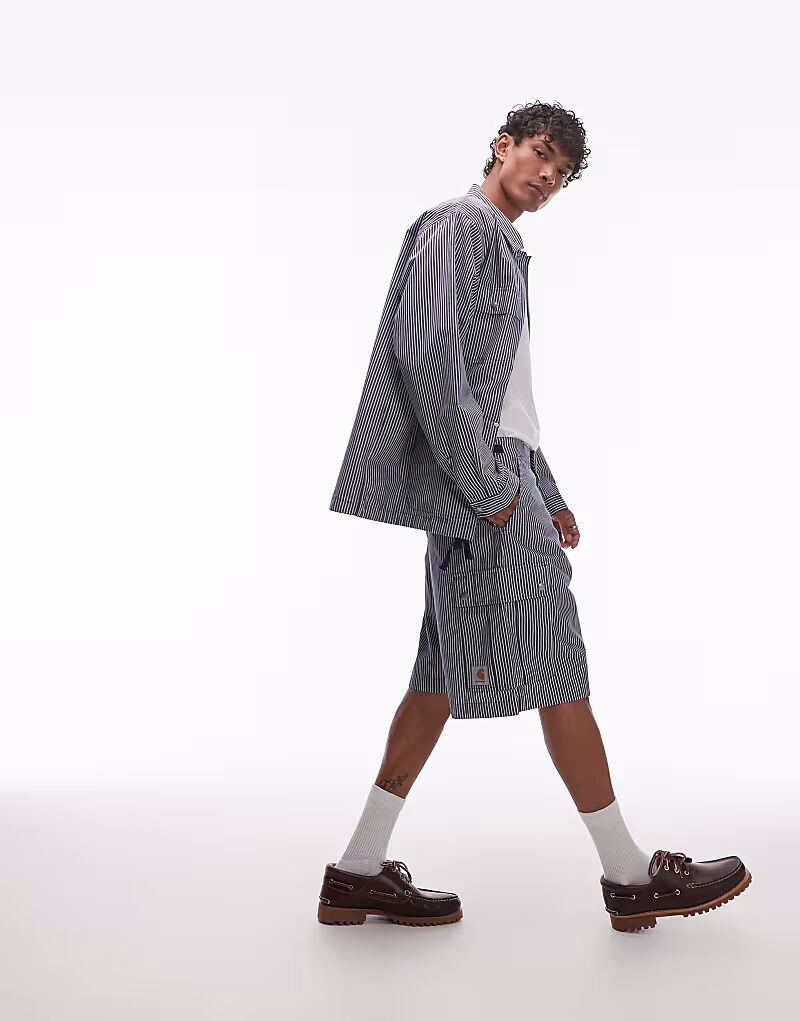 

Шорты Carhartt WIP notus в полоску синего цвета