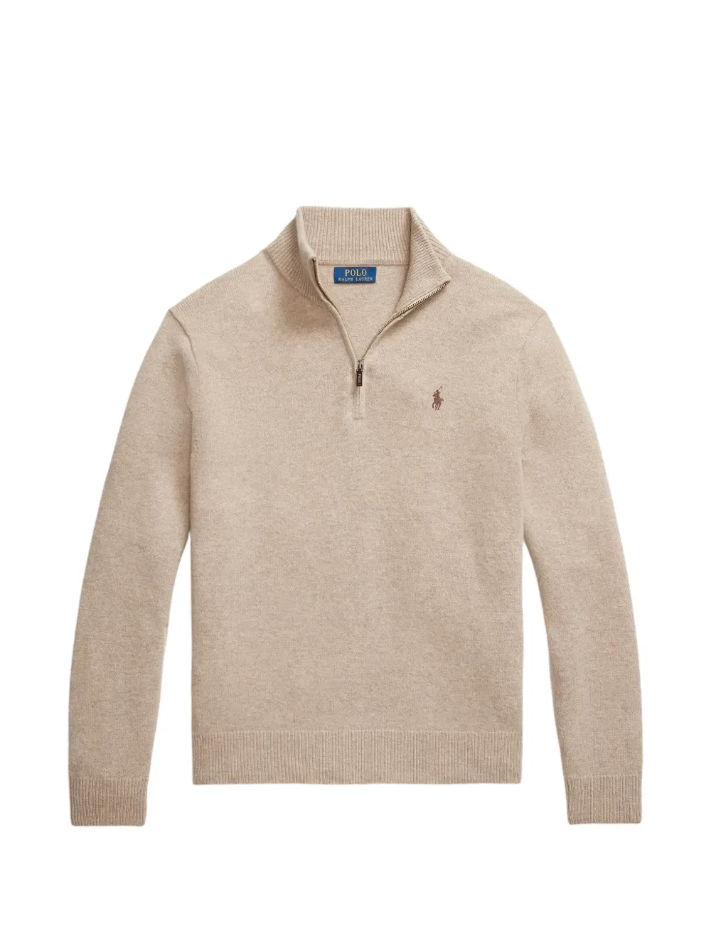 Свитер с вышитым логотипом и застежкой-молнией до середины груди Polo Ralph Lauren, нейтральный