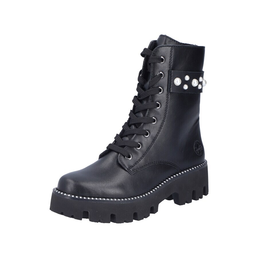 Женские ботинки Rieker Lace-Up высокие с декоративными бусинами, черный — фото 2