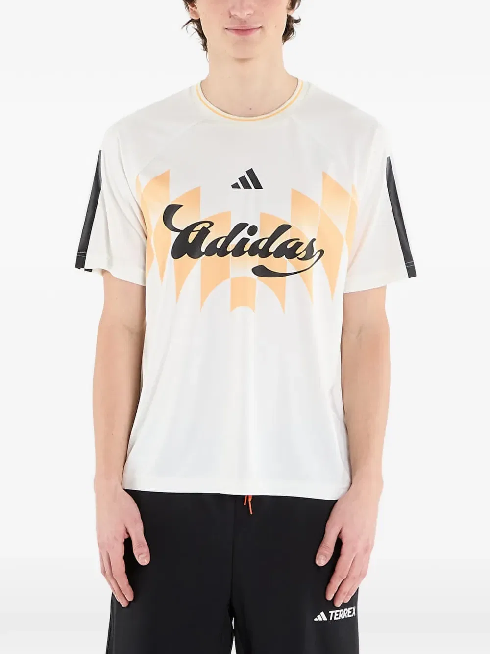 Футболка с графическим принтом «Три полоски» Adidas, белый