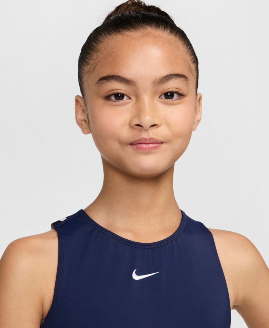 Гимнастический купальник Nike для девочек 7-16 лет, темно-синий, с бретелями Nike Gymnastics, Navy — фото 3