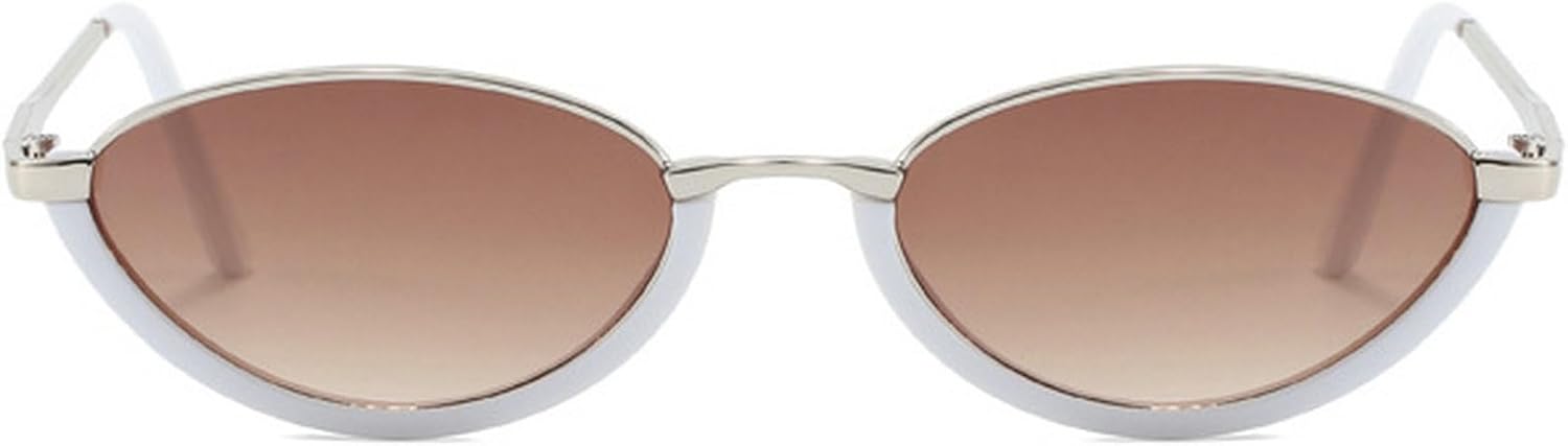 

Маленькие овальные солнцезащитные очки для женщин и мужчин в стиле ретро, ​​металлические, «кошачий глаз», винтажные, ретро, ​​модные солнцезащитные очки 90-х mincl, Brown