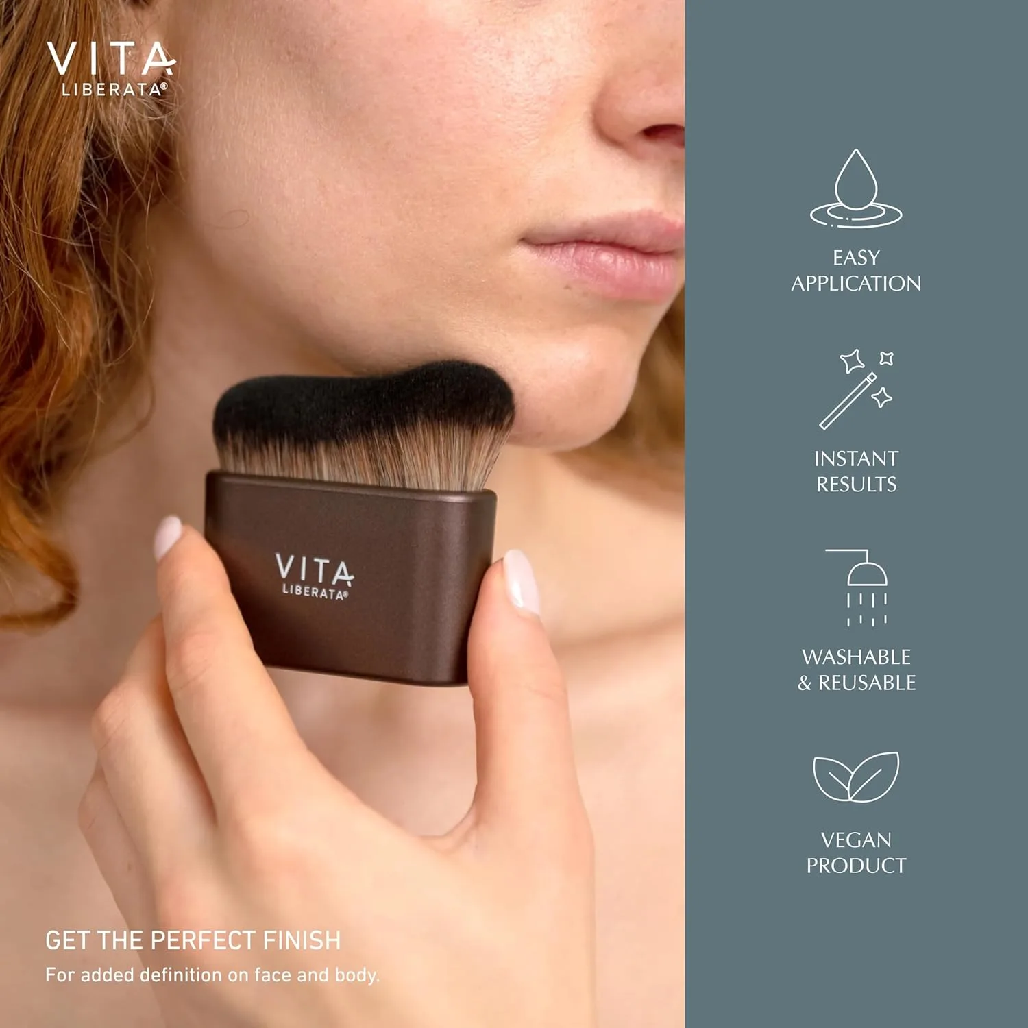 Кисть для автозагара Vita Liberata - разработана для использования с автозагаром и макияжем тела, обеспечивает равномерное нанесение без разводов, многоразовая и легко моется, подходит для веганов., Brown — фото 4