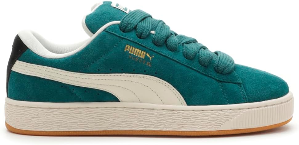 

Мужские замшевые кроссовки PUMA XL с джинсовой тканью и шнуровкой- синие