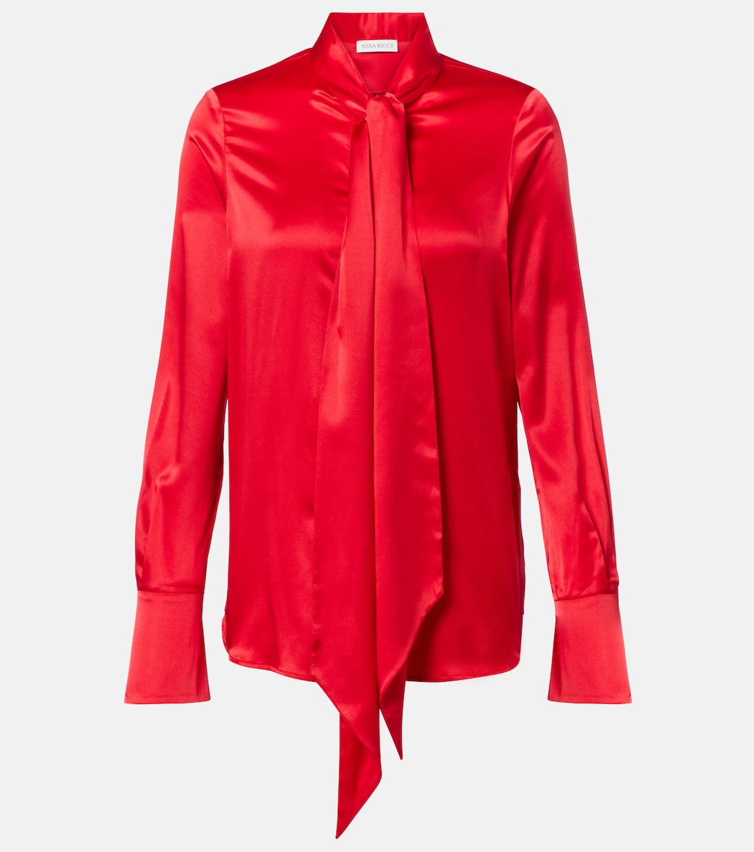 

Шелковая блуза крепдешин с лавальером Nina Ricci, Rouge Vif