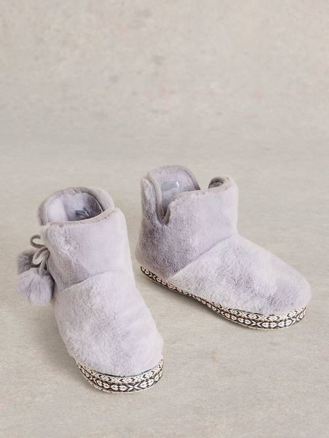 Тапочки-пинетки из искусственного меха White Stuff, цвет Lavander Grey — фото 4