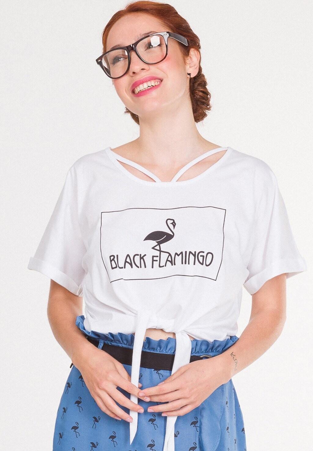 

Футболка с принтом ELBA Black Flamingo, белый