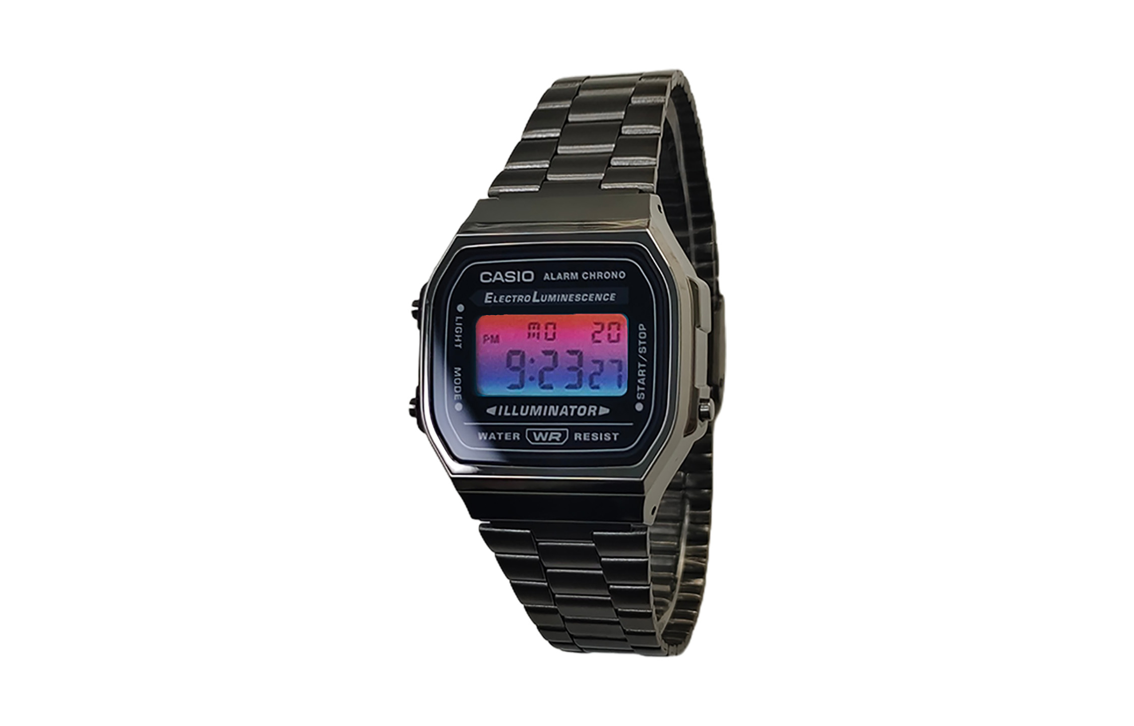 

CASIO Часы Vintage A168, Black Dial with Red and Blue Gradient Bezel