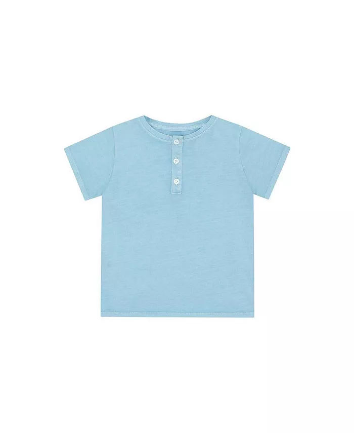 

Детская футболка-поло из органического хлопка с коротким рукавом Toddler SS Organic Cotton Henley Vild House of Little, синий