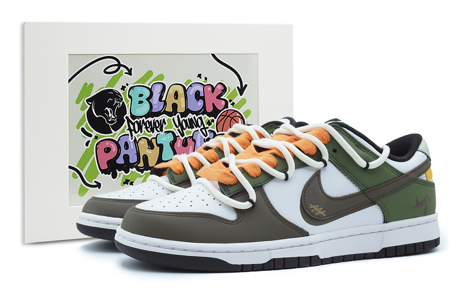 

Кроссовки Nike Dunk Skateboarding Shoes Women's Low-top Black/Brown/White, черный