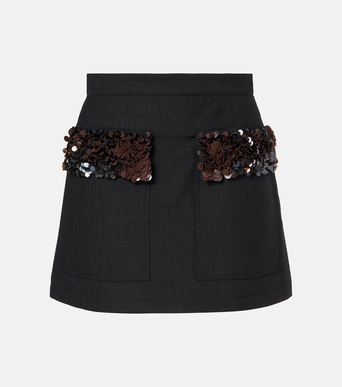 

Мини-юбка из смесовой шерсти с пайетками Plan C, Anthracite Melange