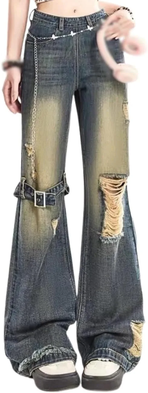 

Джинсы Bootcut для женщин с низкой посадкой, вышивкой и потертостями OTEEGX