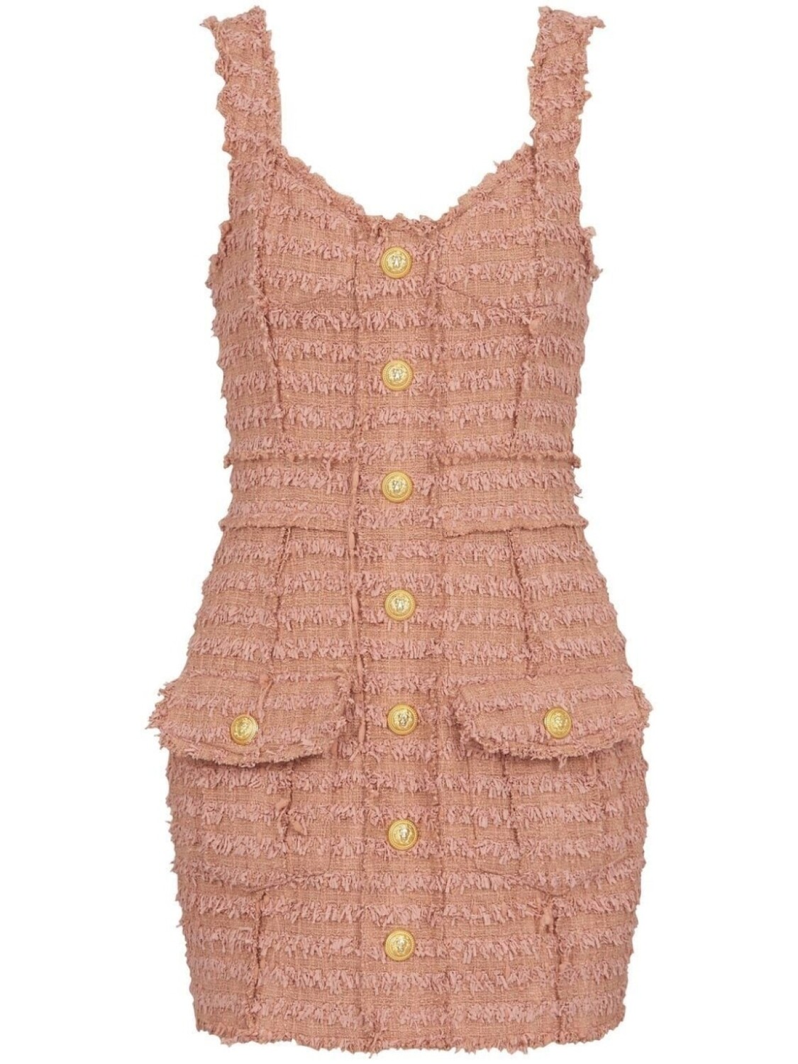 

Balmain твидовое платье с бахромой, розовый