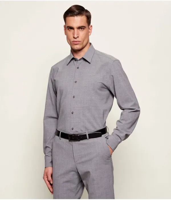 Шерстяная рубашка P-LIAM-KF-261 regular fit Boss, серый