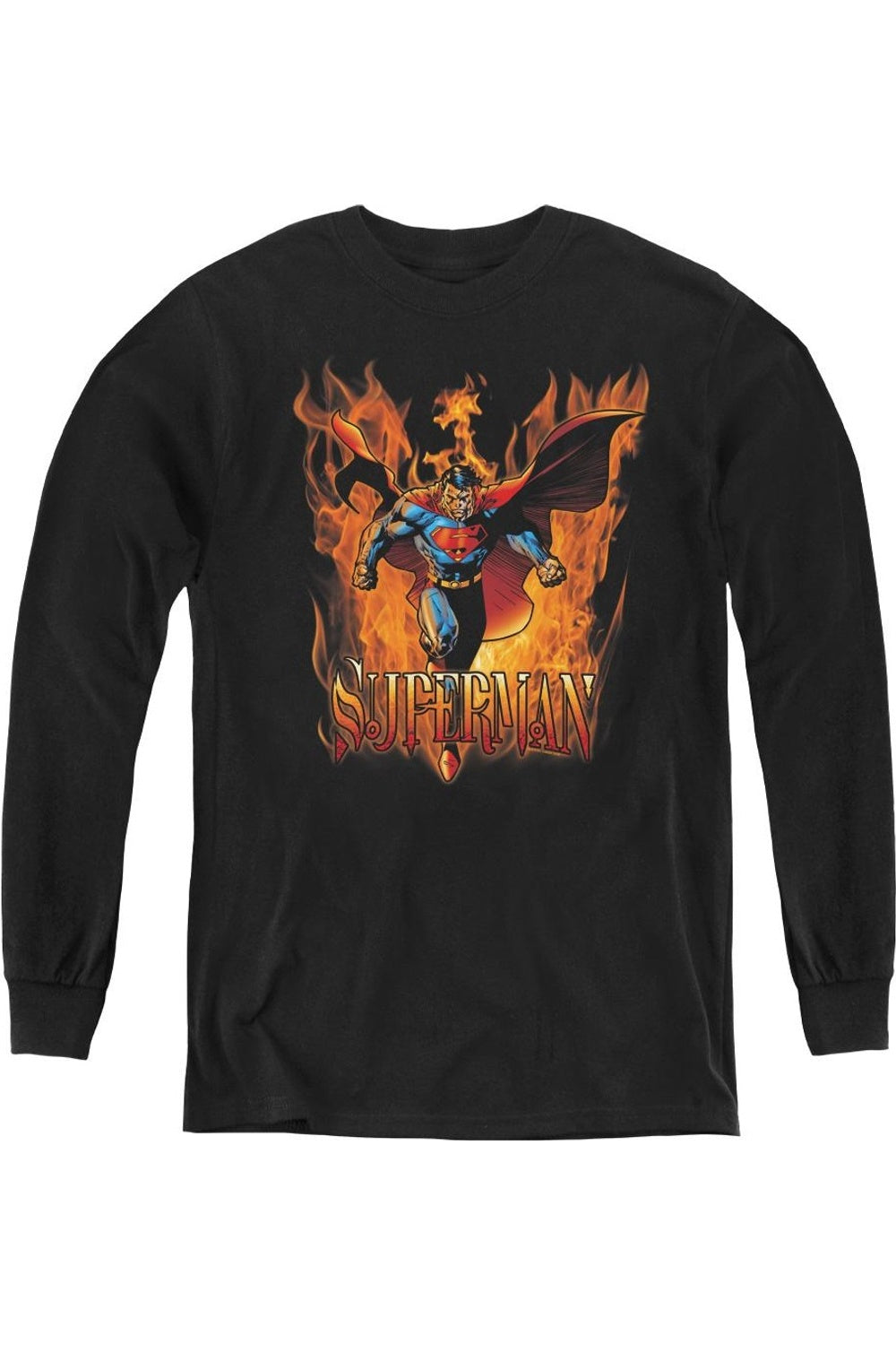 

Футболка с длинным рукавом "Superman Through The Fire" для молодежи Gildan, черный