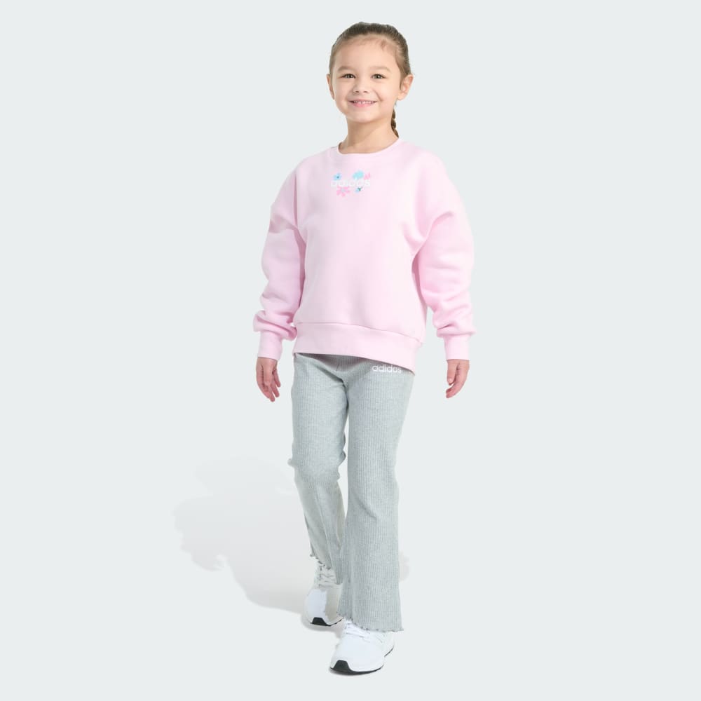 

Спортивный костюм Adidas 2-Piece Long Sleeve Crewneck Fleece Pullover & Ribbed Flare Pant Set, цвет Clear Pink