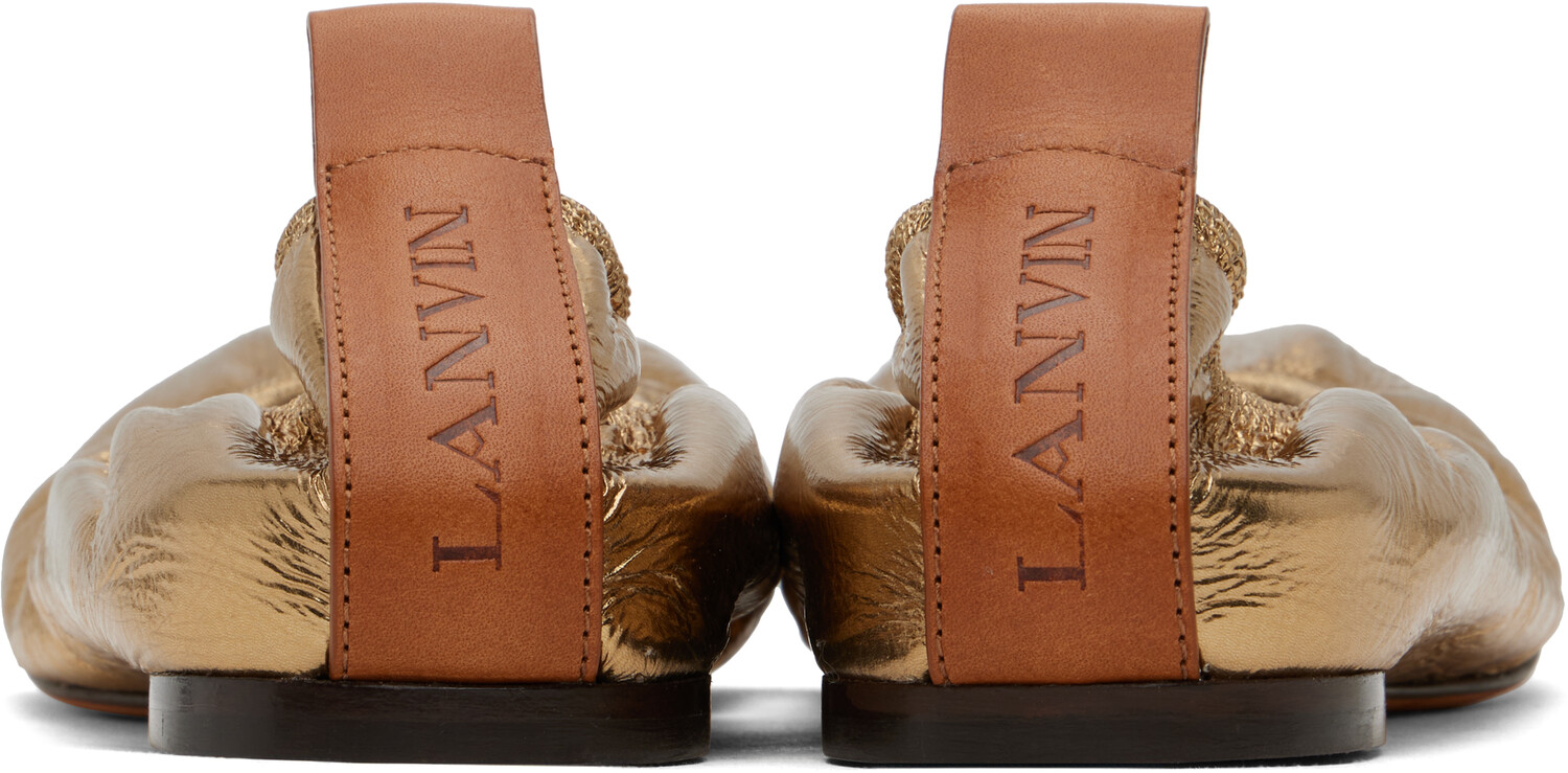 Балетки из металлизированной кожи Lanvin, Gold — фото 2