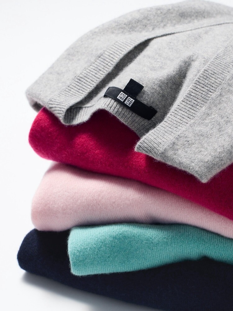 Джемпер с V-образным вырезом из 100% кашемира Uniqlo, цвет 03 серый — фото 3