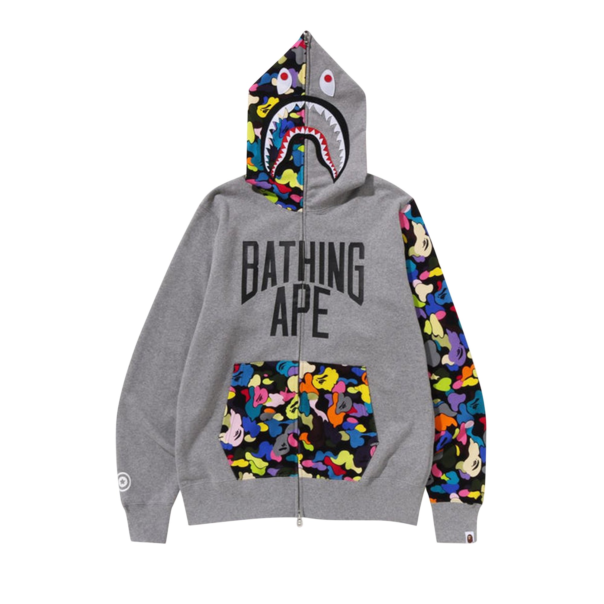 

BAPE Multi Camo NYC Logo Shark Толстовка на молнии на всю длину, цвет Серый