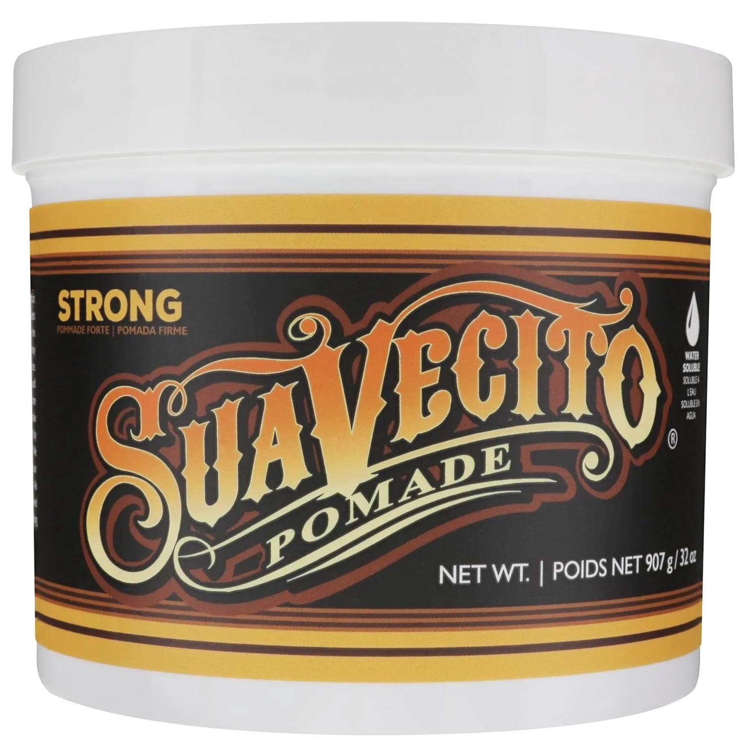 Suavecito Strong Hold Hair Pomade для мужчин, 32 унции (907 г) - воск на водной основе со средним блеском, без хлопьев, легко смывается, держит весь день для любых причесок 907.20 г (1 шт.)