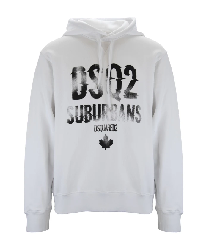 Хлопковая толстовка с капюшоном и завязками Dsquared2, белый