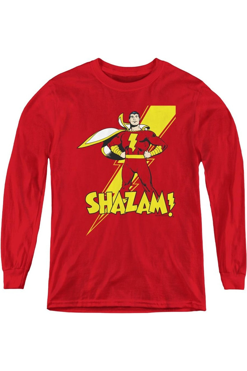 

DC Comics Shazam Молодежная толстовка с длинным рукавом Shazam Gildan, красный