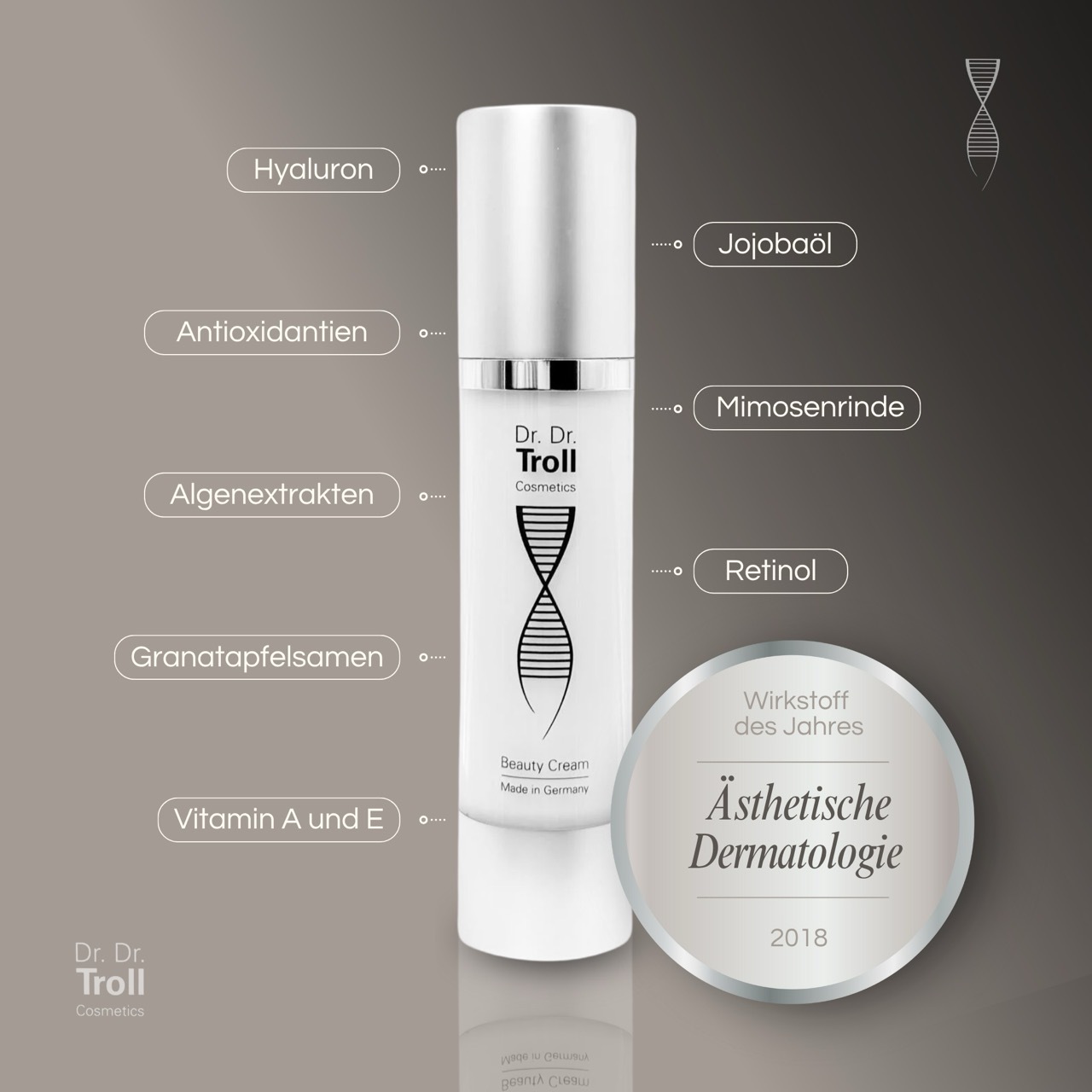 Крем для лица Dr Dr Troll Cosmetics — Beauty cream - mikrobiotische repair-formel für strahlende haut , объем, 50 мл — фото 3