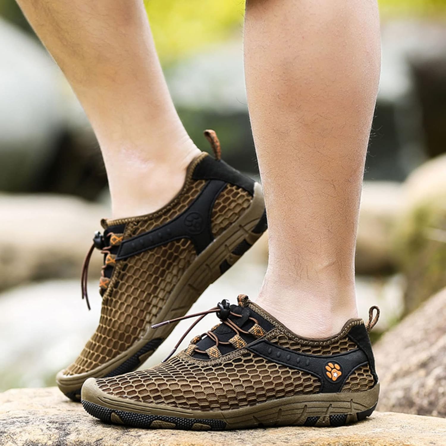 

Мужские походные кроссовки Hbeylia, дышащие, с противоскользящей подошвой, без шнурков, с вырезами, низкие спортивные кроссовки для активного отдыха на природе, треккинга и прогулок, коричневый