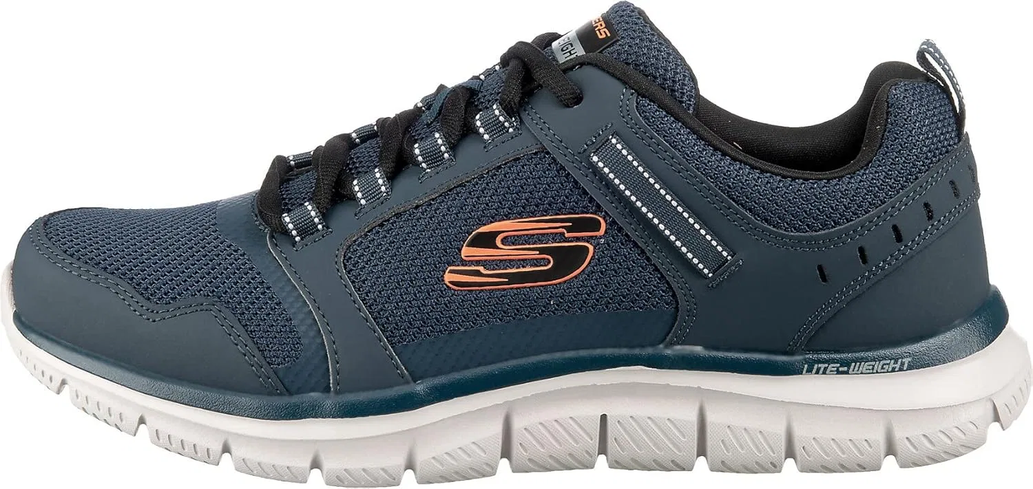 Мужские кроссовки Skechers Burns 52635-bbk, Navy Leather Mesh Orange Synthetic Trim — фото 2