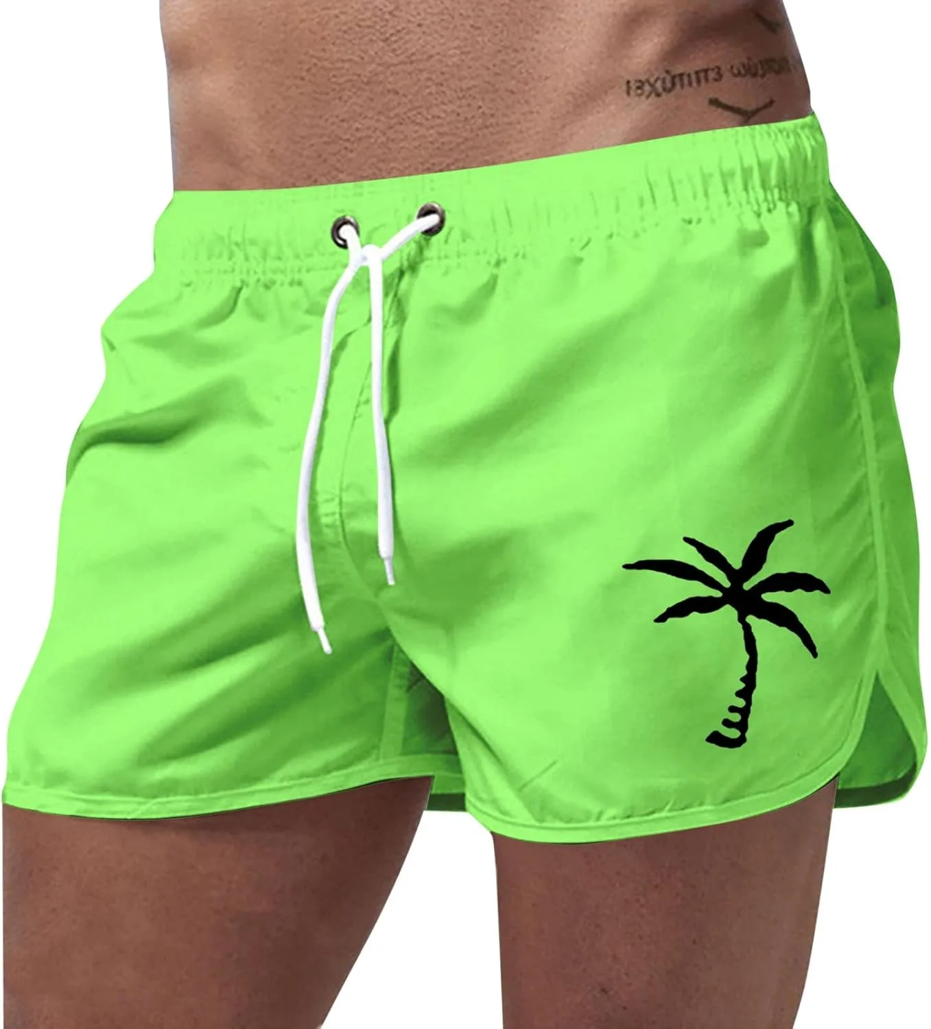 Generic Мужские плавки 5 Inch Inseam с принтом "кокосовая пальма", быстросохнущие шорты для серфинга с эластичным поясом, летние плавки с карманами