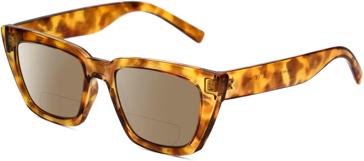 

Солнцезащитные очки для чтения Calabria K+K SADIE Square Polarized BiFocal для женщин, модные и стильные дизайнерские солнцезащитные очки, Amber Tortoise Havana Crystal/Amber Brown Lens