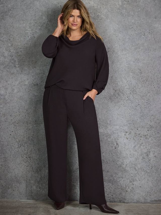 

Брюки Curve Petite с широкими штанинами и пуговицами Live Unlimited, Brown