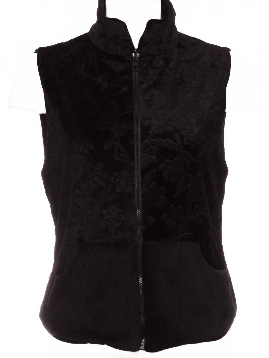 

Женский бархатный реверсивный жилет в цветочек черный Love Love Tennis