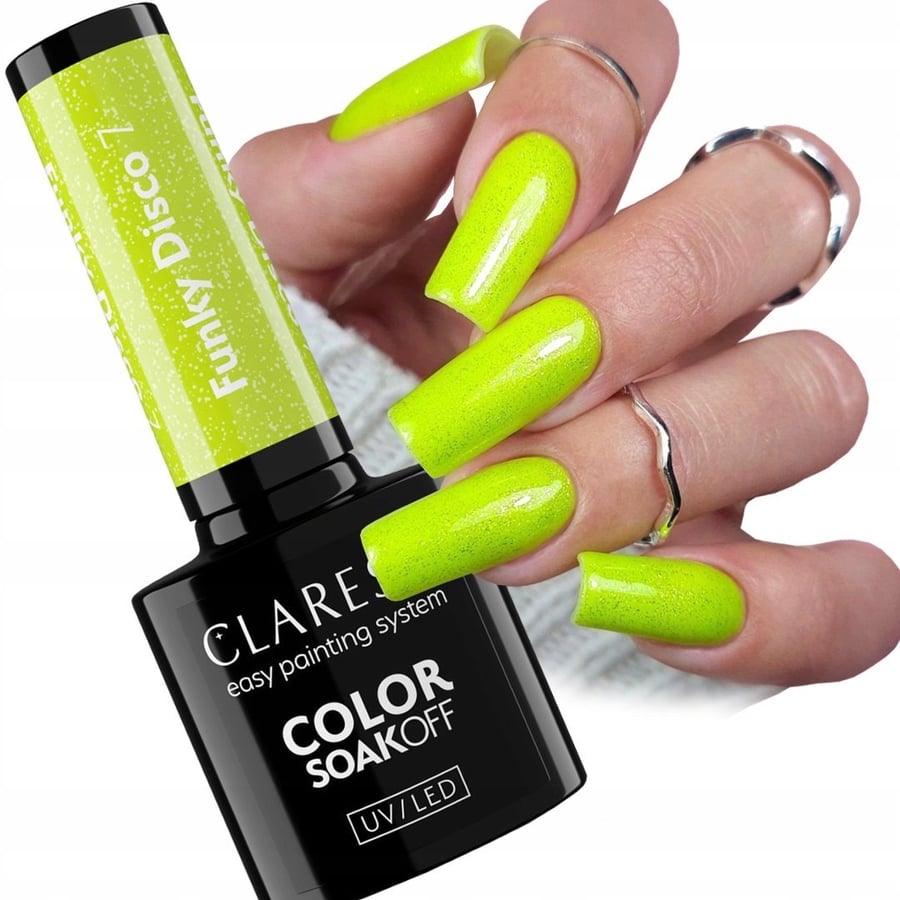 

Claresa Funky Disco 7 Lime Light Hybrid Varnish Lime Yellow Puderek