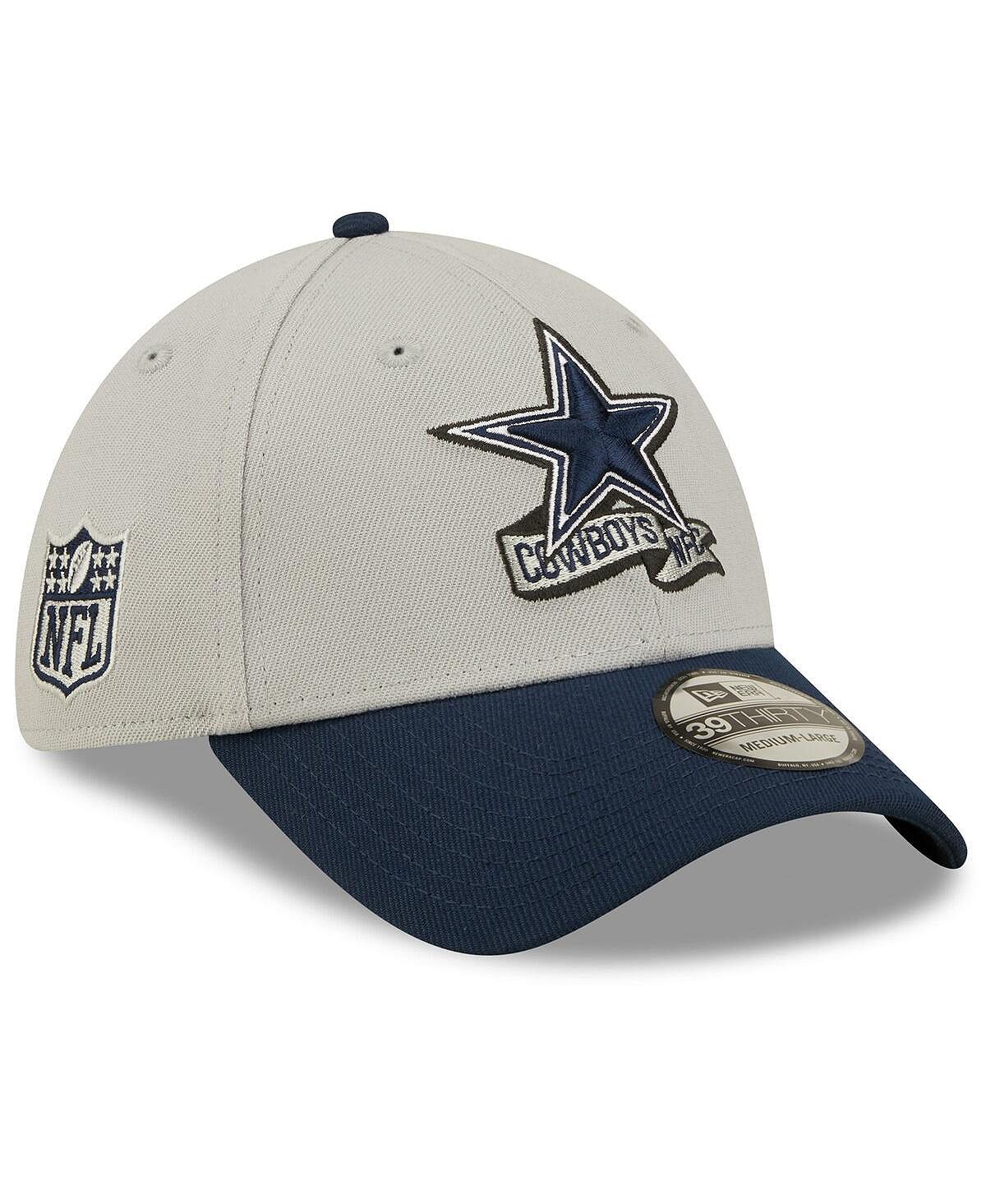 

Мужская серо-темно-синяя кепка Dallas Cowboys 2022 Sideline 39THIRTY Flex Hat New Era