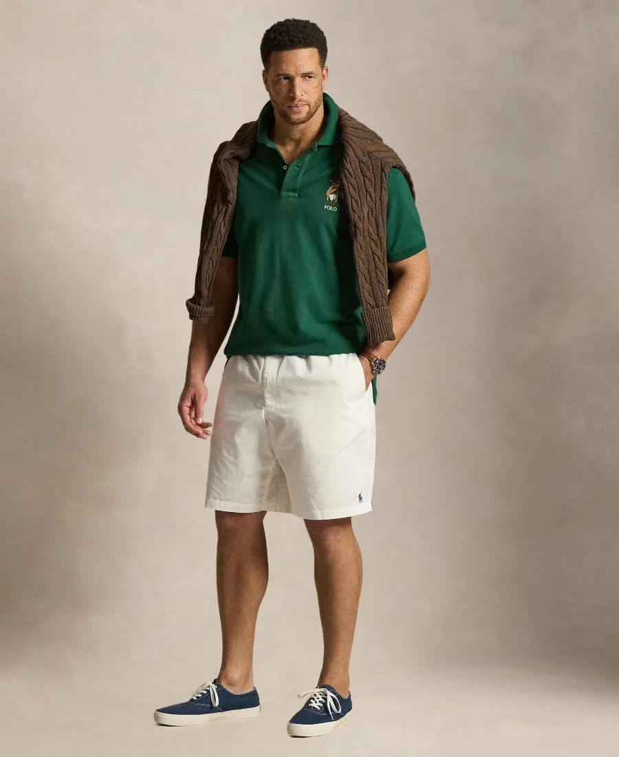 Мужская поло-рубашка большого размера с сетчатой вставкой "Медведь" Polo Ralph Lauren, New Forest - Society Bear — фото 2