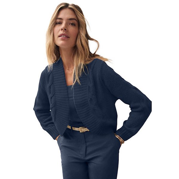 

Женский плюс сайз кардиган с ажурной вязкой Jessica London, Navy