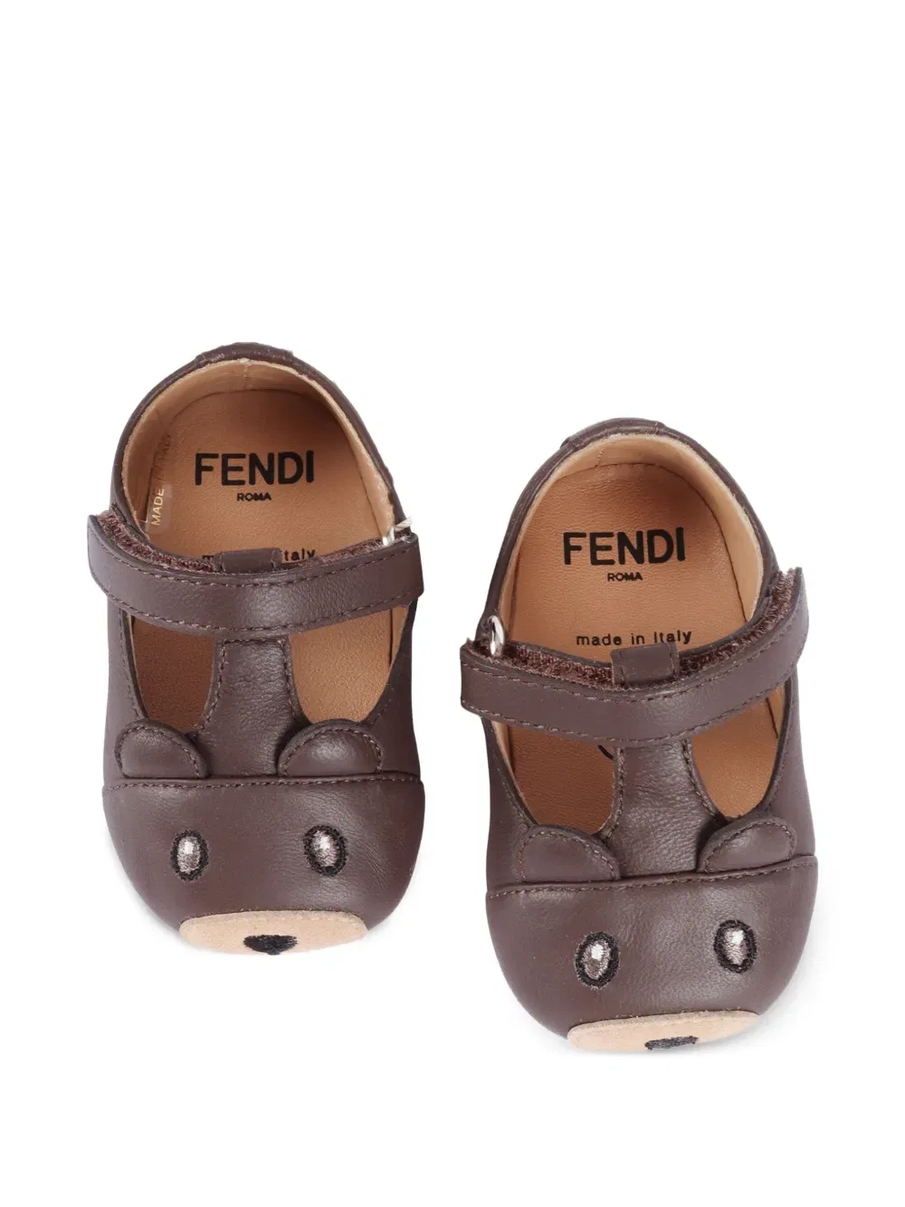 Сандалии с ремешком в виде медведя Fendi Kids, коричневый — фото 4