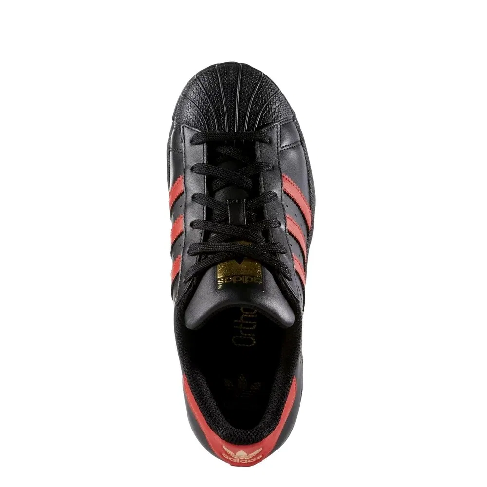 Кроссовки Superstar J Abrasion Resistant Low top Kids' Skateboarding Shoes Black Red Kids' Adidas Originals — фото 4